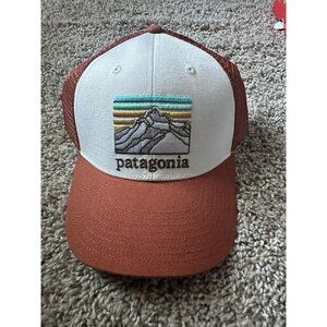 NEW Patagonia Line Logo Ridge Lopro Trucker Hat Burnished Red Mesh Adult